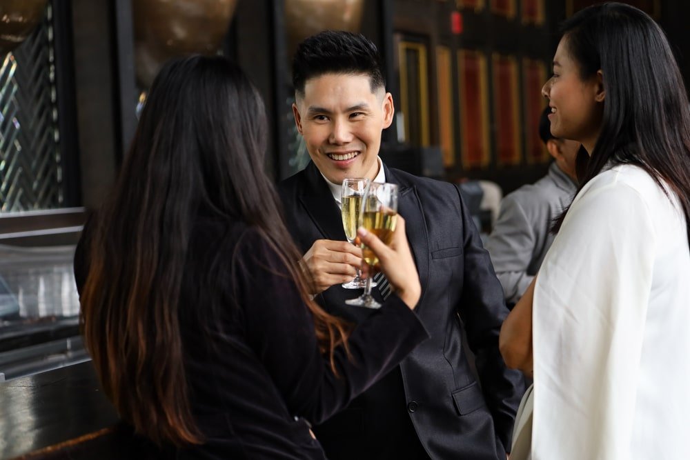 business person networking in a condo function room